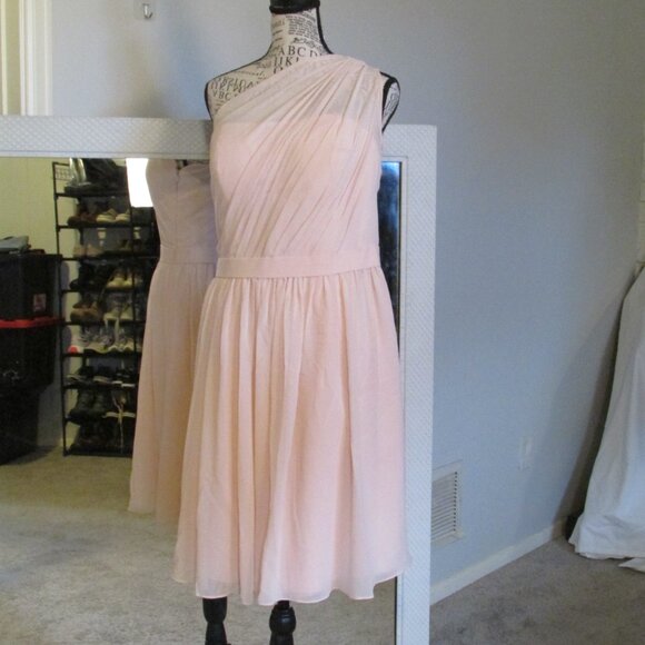Bill Levkoff One-Shoulder Pink Prom Dress - Picture 1 of 8